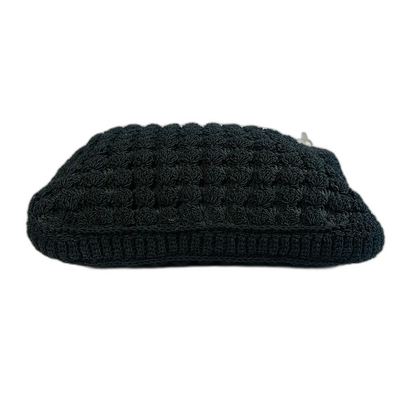 Vintage Mid Century Crochet Black Handbag Tote Satchel Lucite Handles EUC - Picture 5 of 10